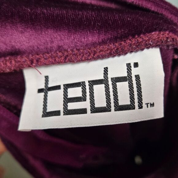 Teddi Vintage Wild Thing Mock Neck Velour Velvet Short Sleeve Top Sz 2X Merlot - Picture 7 of 9